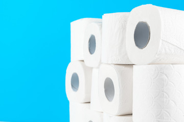 Simple toilet paper, close up side view