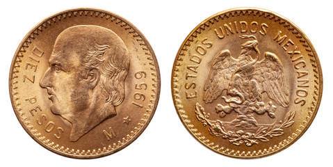 Mexiko Gold Münze zehn Pesos 1959