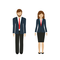 man and woman character in business look isolated on white background vector illustration EPS10