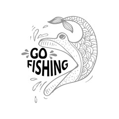 Go fishing hand drawn
