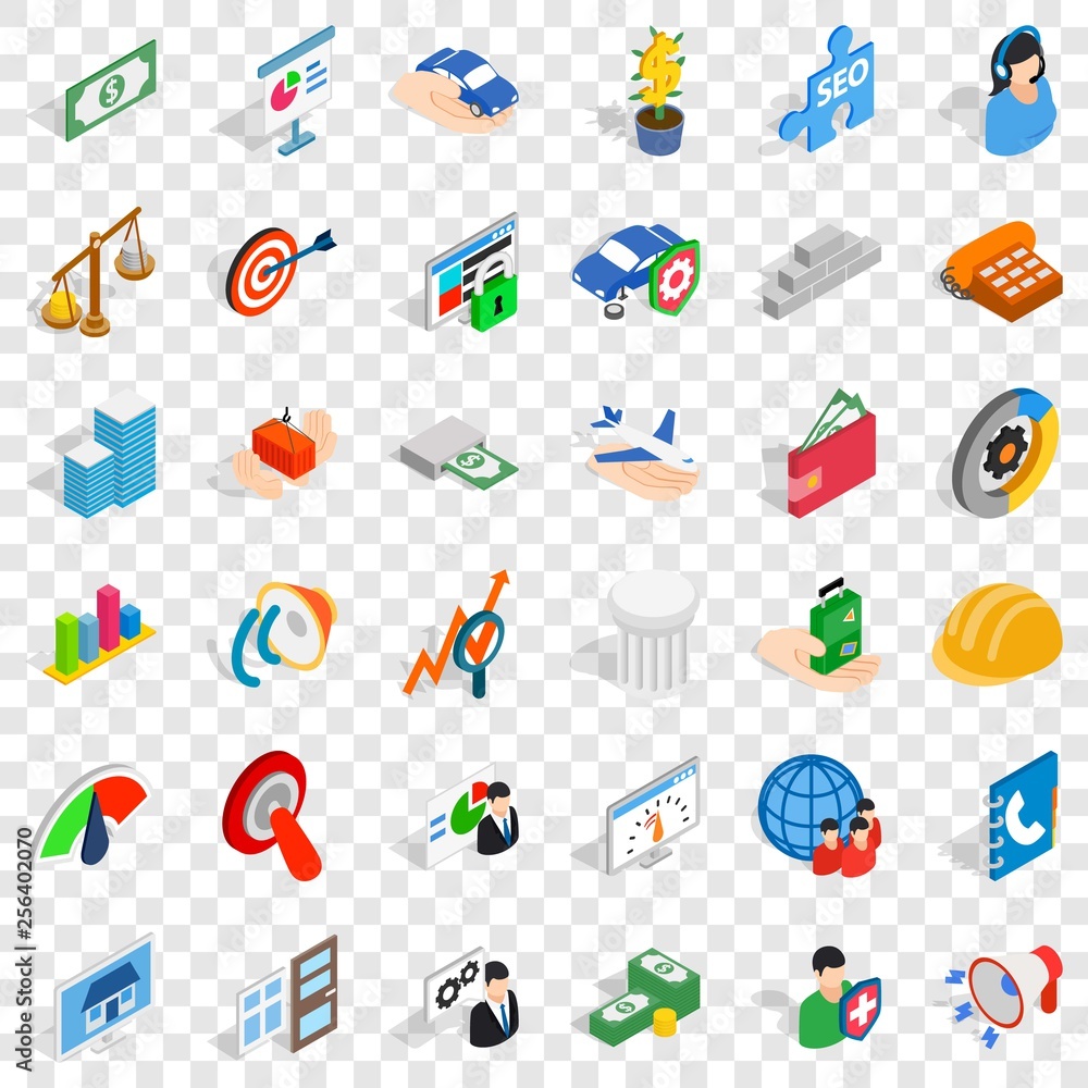 Aufkleber inspire idea icons set. isometric style of 36 inspire idea vector icons for web for any design