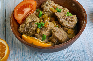 Moroccan Lamb Tagine With Raisins, Almonds