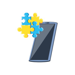smartphone with puzzle pieces isolated icon