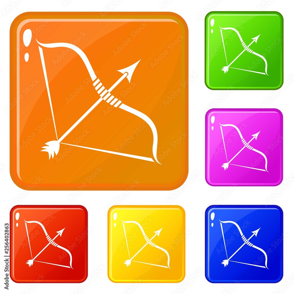 Poster big bow icons set collection vector 6 color isolated on white background