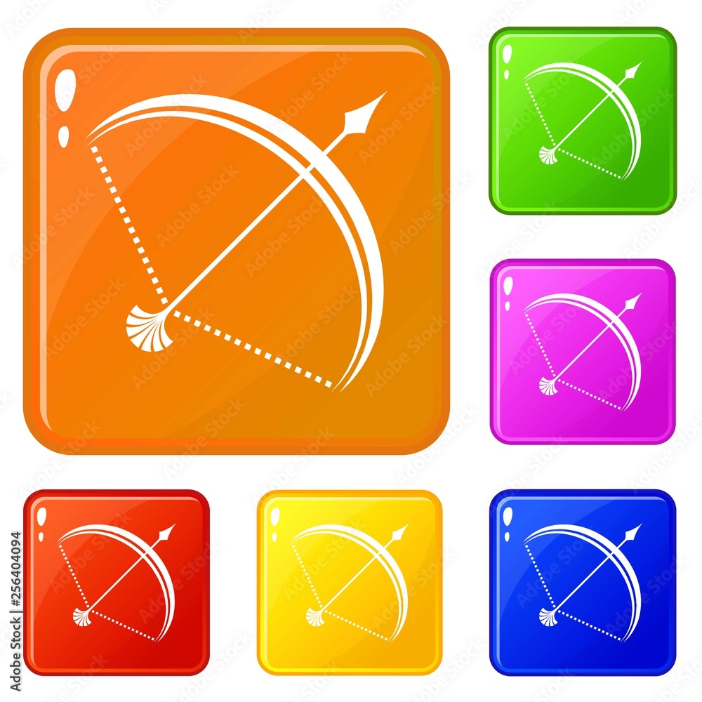 Poster large bow icons set collection vector 6 color isolated on white background