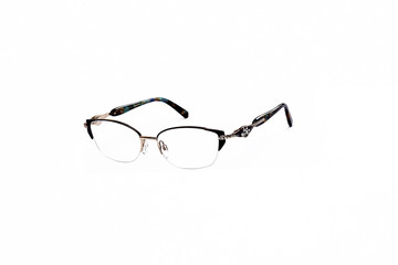Glasses with transparent glasses in a fashionable frame on an isolated white background