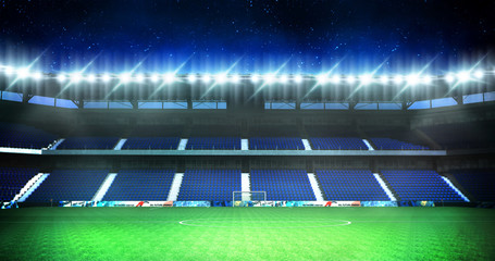  Empty seats football stadium background,3D rendering © athitat