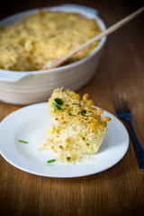 noodle and egg casserole on a plate