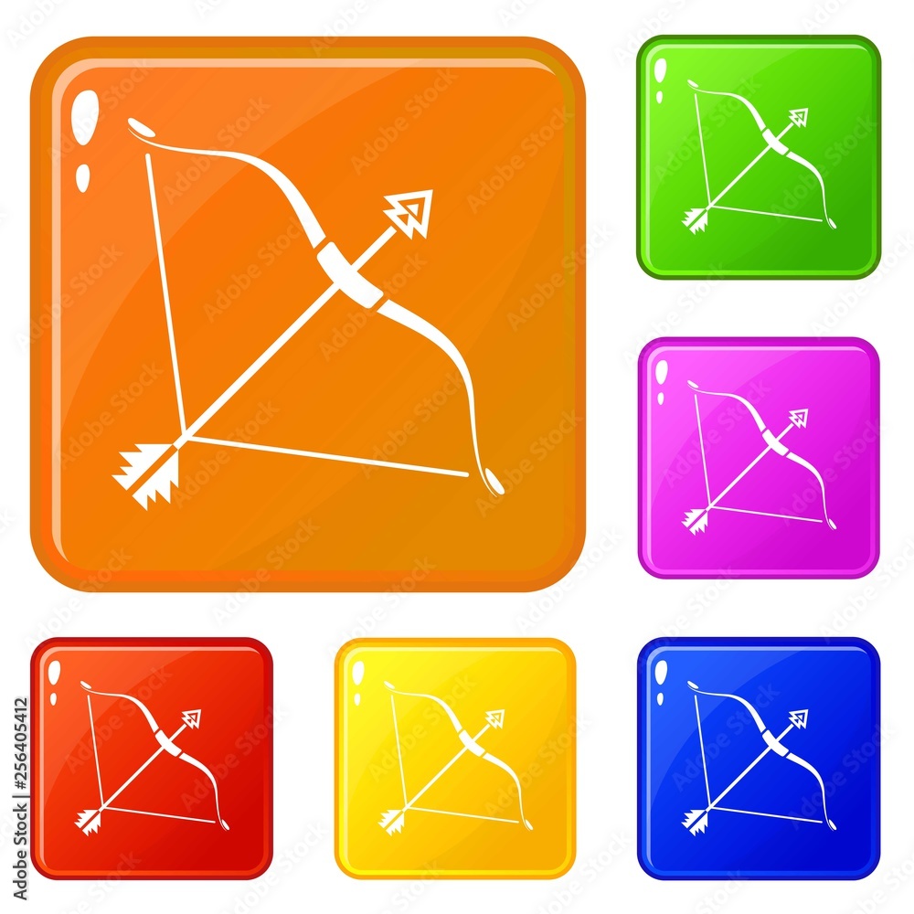 Poster srong bow icons set collection vector 6 color isolated on white background