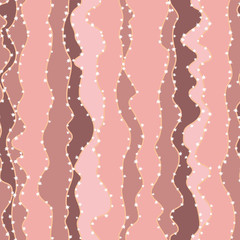 Fototapeta premium Pale rose wave seamless pattern with white stars