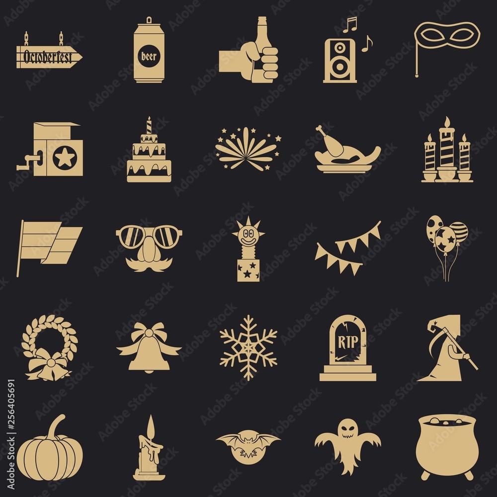 Poster relaxed pastime icons set. simple set of 25 relaxed pastime vector icons for web for any design