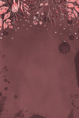 Red spring watercolor texture with abstract washes and brush strokes on the white paper background. Chaotic abstract organic design.