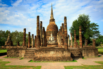 Sukhothai Historical Park In Thailand, Buddha statue, Old Town,Tourism, World Heritage Site,...
