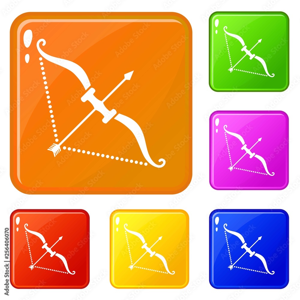 Poster hard bow icons set collection vector 6 color isolated on white background