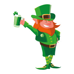 saint patrick lemprechaun with beer character