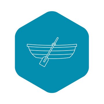 recommend clip art: Boat with paddles icon. Outline illustration of boat with paddles vector icon for web