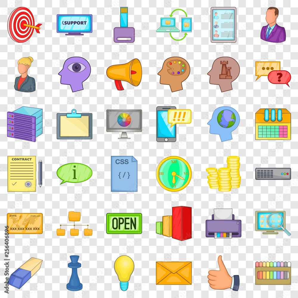 Poster best idea icons set. cartoon style of 36 best idea vector icons for web for any design
