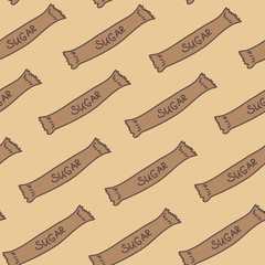Brown bags of sugar. Seamless pattern for your design