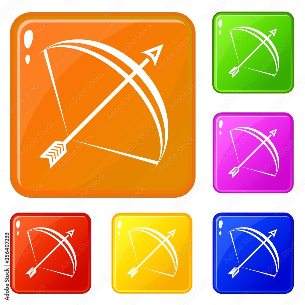 Poster elf bow icons set collection vector 6 color isolated on white background