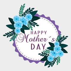 card with nature flowers and leaves to mothers day