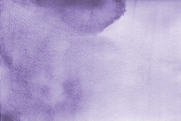 Violet spring watercolor texture with abstract washes and brush strokes on the white paper background. Chaotic abstract organic design.