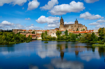 Fototapeta na wymiar Salamanca Cathedral is a late Gothic and Baroque catedral in Salamanca city