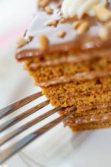 Fresh chocolate creamy cake, macro