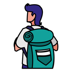 adventurous man with travelbag