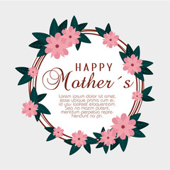 card with flowers and leaves to happy mothers day