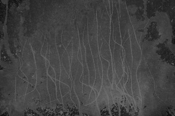 Black watercolor texture with abstract washes and brush strokes on the white paper background. Chaotic abstract organic design.