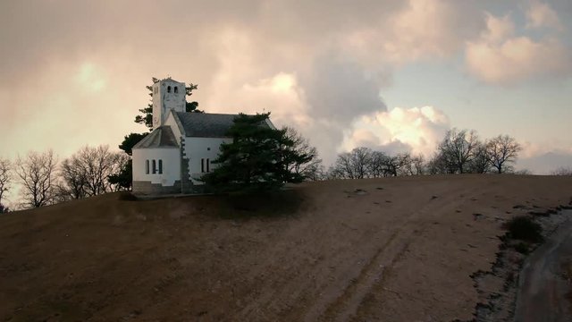 Bird's eye view of church on Big none mountain