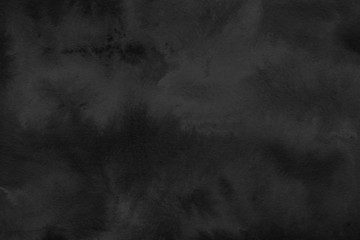 Black watercolor texture with abstract washes and brush strokes on the white paper background. Chaotic abstract organic design. © Nastia