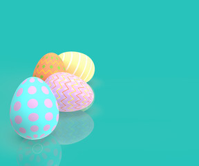 Fototapeta na wymiar Set of decorative easter eggs with different patterns on pastel background