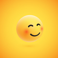 Cute high-detailed yellow 3D emoticon for web, vector illustration