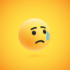 Cute high-detailed yellow 3D emoticon for web, vector illustration
