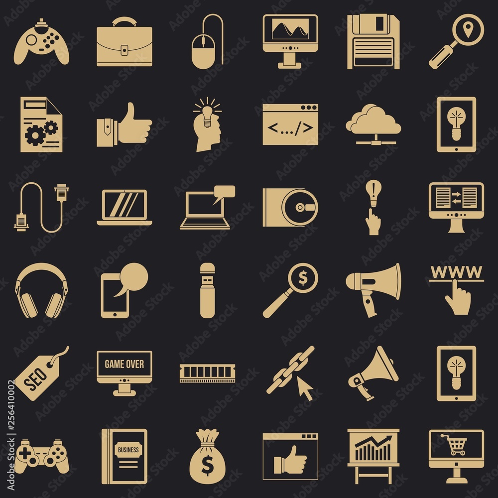 Poster web link icons set. simple style of 36 web link vector icons for web for any design