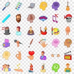 Creative people icons set. Cartoon style of 36 creative people vector icons for web for any design