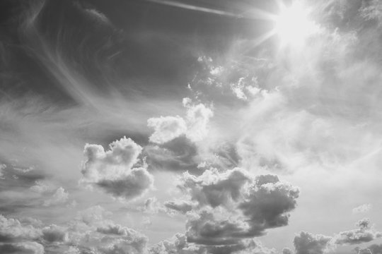 Black and white peaceful heaven background. Horizontal color photography.