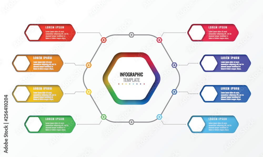 Aufkleber simple eight options design layout infographic template with hexagonal elements. business process di