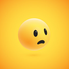 Cute high-detailed yellow 3D emoticon for web, vector illustration