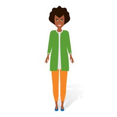 Stylish girl in casual clothes. Beautiful woman in free style clothes. Cute cartoon character. Vector illustration. Eps 10