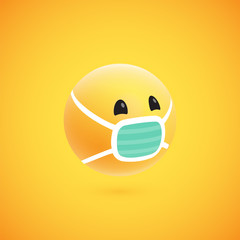 Cute high-detailed yellow 3D emoticon for web, vector illustration
