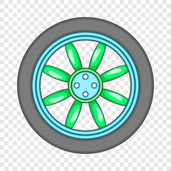 Car wheel icon in cartoon style on a background for any web design 
