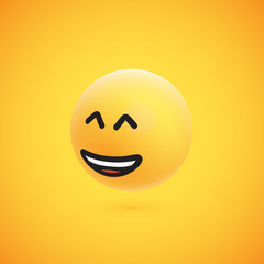 Cute high-detailed yellow 3D emoticon for web, vector illustration