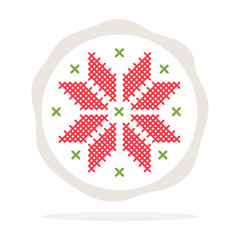 Embroidery in a frame vector flat isolated