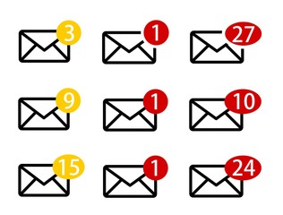 Set of envelope icons with message sign vector 