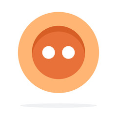 Orange button with two holes vector flat isolated