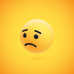 Cute high-detailed yellow 3D emoticon for web, vector illustration