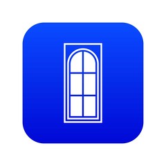 Wooden door with glass icon digital blue for any design isolated on white vector illustration