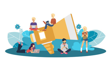 Digital marketing concept. Flat vector illustration.